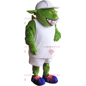 Ogre maskot med hvidt tøj og hue - Redbrokoly.com