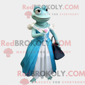 Teal Frog mascot costume...