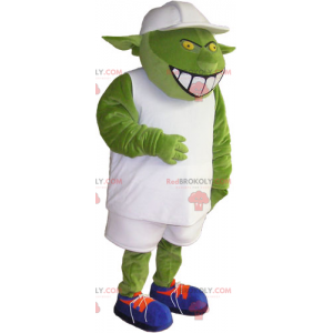 Mascotte d'ogre avec tenue blanche et casquette - Redbrokoly.com