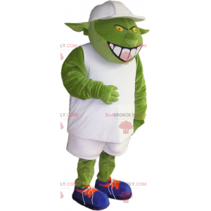 Ogre mascotte met witte outfit en pet - Redbrokoly.com
