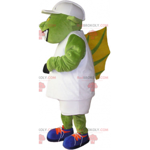 Mascota de ogro con traje blanco y gorra - Redbrokoly.com