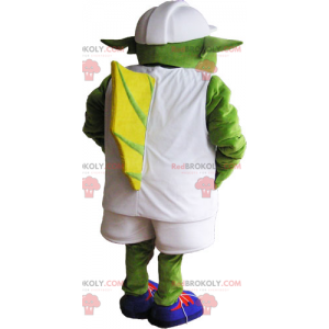 Mascote ogro com roupa e boné brancos - Redbrokoly.com