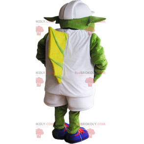 Mascote ogro com roupa e boné brancos - Redbrokoly.com