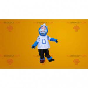 Mascotte de cheval bleu blanc et noir - Redbrokoly.com