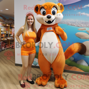Oranje fret mascottekostuum...