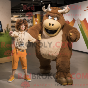 Tan Yak maskot kostume...