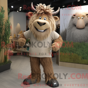 Tan Yak maskot kostume...