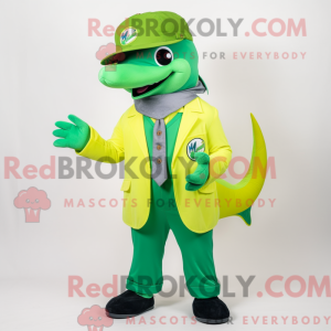 Lime Green Dolphin mascot...