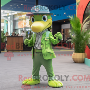 Lime Green Dolphin mascot...