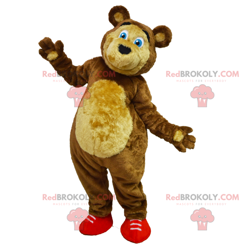 Bear mascot with blue eyes and red sneakers - Redbrokoly.com