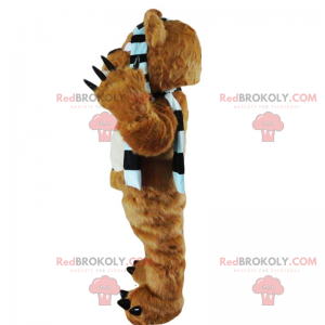 Mascote do urso com lenço listrado - assustador - Redbrokoly.com