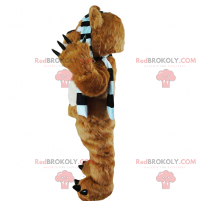 Orso mascotte con sciarpa a strisce - Spettrale - Redbrokoly.com