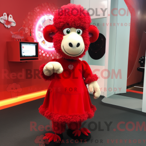 Rød Merino Sau maskot drakt...
