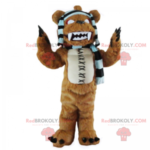 Bear mascot with stripe scarf - Spooky - Redbrokoly.com