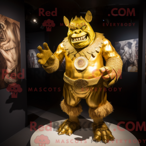 Gold Ogre mascot costume...