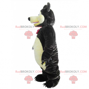 Mascote do urso com gravata borboleta de bolinhas -