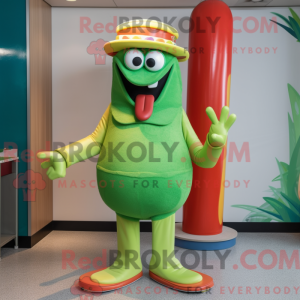 Green Hot Dog mascot...