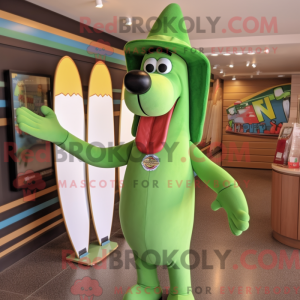 Grøn Hot Dog maskot kostume...