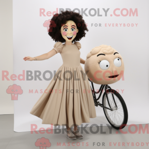 Beige Unicyclist maskot...