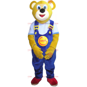 Bear maskot med blå overall - Redbrokoly.com