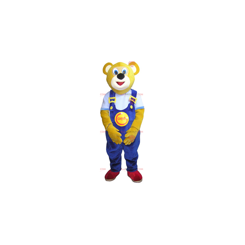 Mascotte d'ours avec salopette bleu - Redbrokoly.com Mascotte d'ours avec salopette bleu - Redbrokoly.com