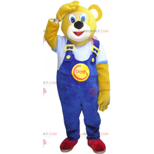 Mascote do urso com macacão azul - Redbrokoly.com