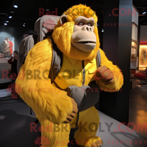 Gul Gorilla maskot kostume...