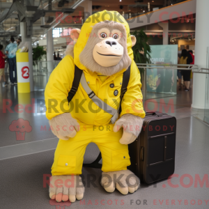 Gul Gorilla maskot kostume...