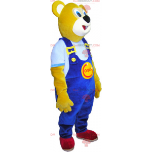 Bear maskot med blå kjeledress - Redbrokoly.com