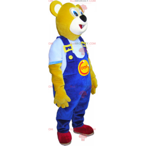 Mascotte d'ours avec salopette bleu - Redbrokoly.com