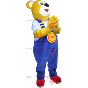 Bear maskot med blå kjeledress - Redbrokoly.com