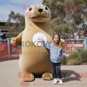 Tan Sea Lion mascot costume...