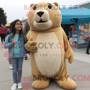 Tan Sea Lion mascot costume...