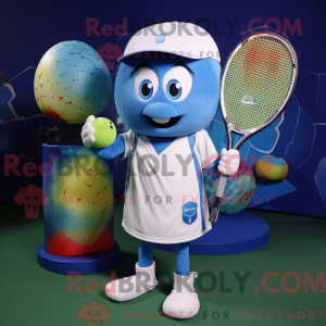Blue Tennis Racket mascot...