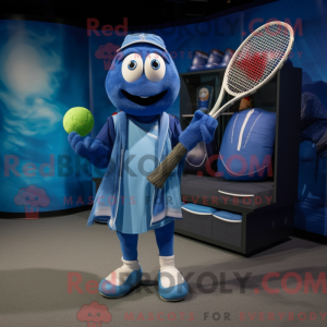 Blue Tennis Racket mascot...