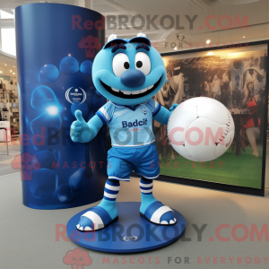Blue Rugby Ball mascot...