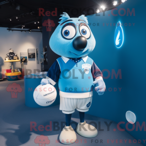 Blå Rugby Ball maskot...