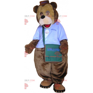 Bear mascot with outfit and shoulder bag - Redbrokoly.com