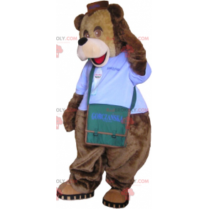 Bear mascot with outfit and shoulder bag - Redbrokoly.com