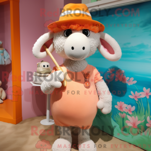 Peach Sheep-mascottekostuum...