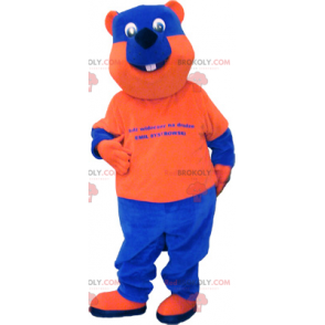 Blue and orange two-tone bear mascot - Redbrokoly.com