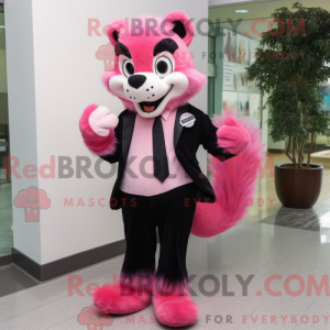 Pink Skunk maskot kostume...