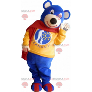 Mascote urso azul com lenço - Redbrokoly.com