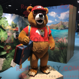 Red Bear-maskotdraktfigur z...