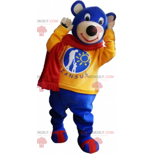 Blaues Bärenmaskottchen mit Schal - Redbrokoly.com