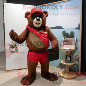Red Bear-maskotdraktfigur z...