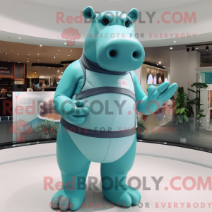 Teal Hippopotamus mascot...