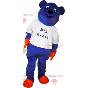Mascotte d'ours bleu en teeshirt - Redbrokoly.com