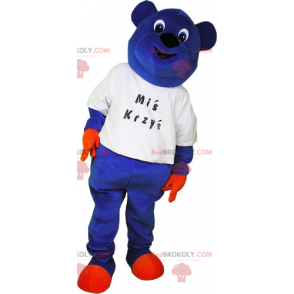 Mascotte orso blu in maglietta - Redbrokoly.com