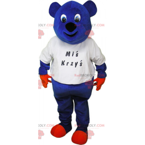 Blauwe beer mascotte in t-shirt - Redbrokoly.com